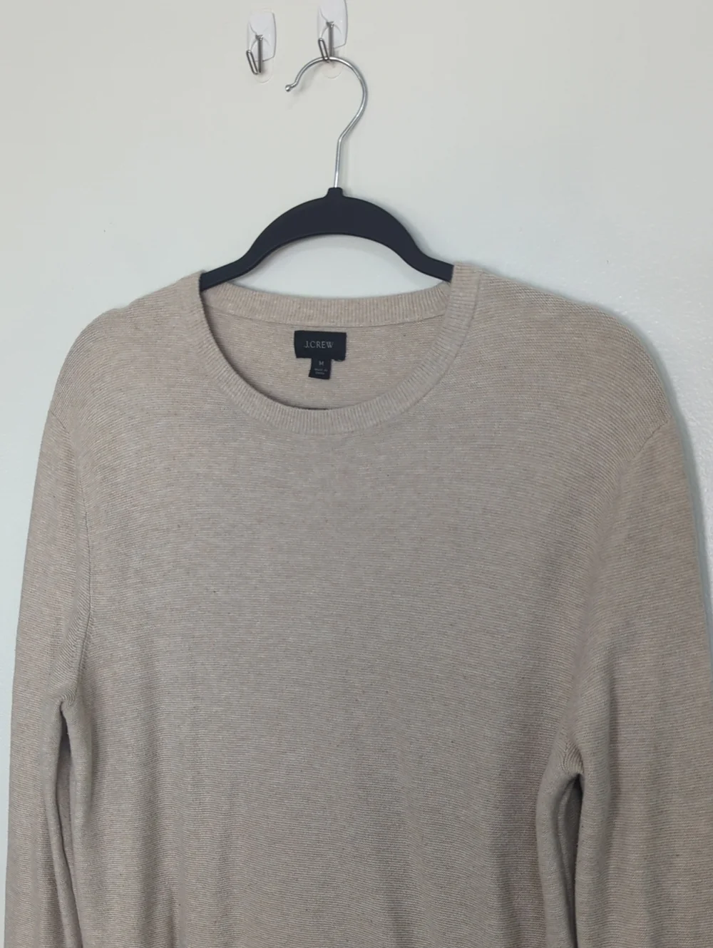 J. Crew Size M Oatmeal Beige Nude 100% Cotton Crewneck‎ Pullover Sweater